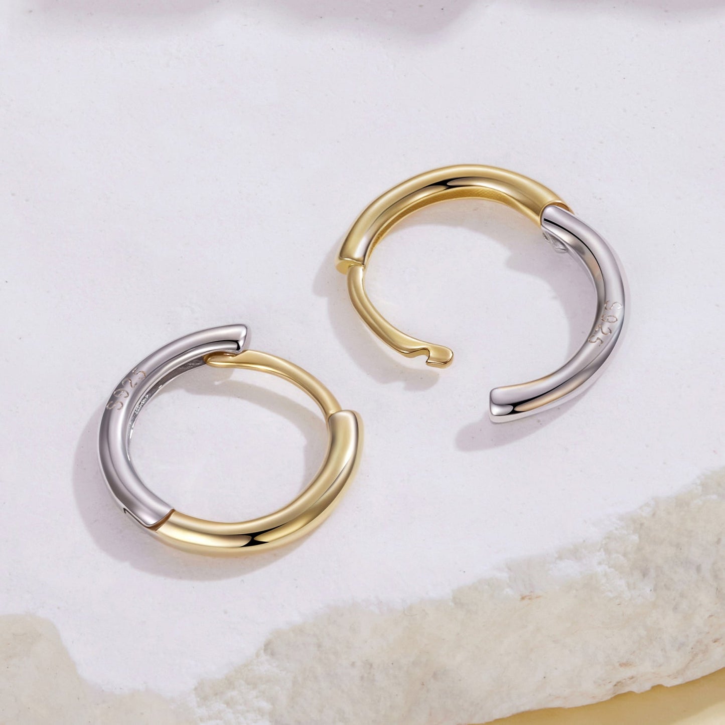 925 Sterling Silver Earrings for Women - 1.3x0.2cm, Plated White Gold