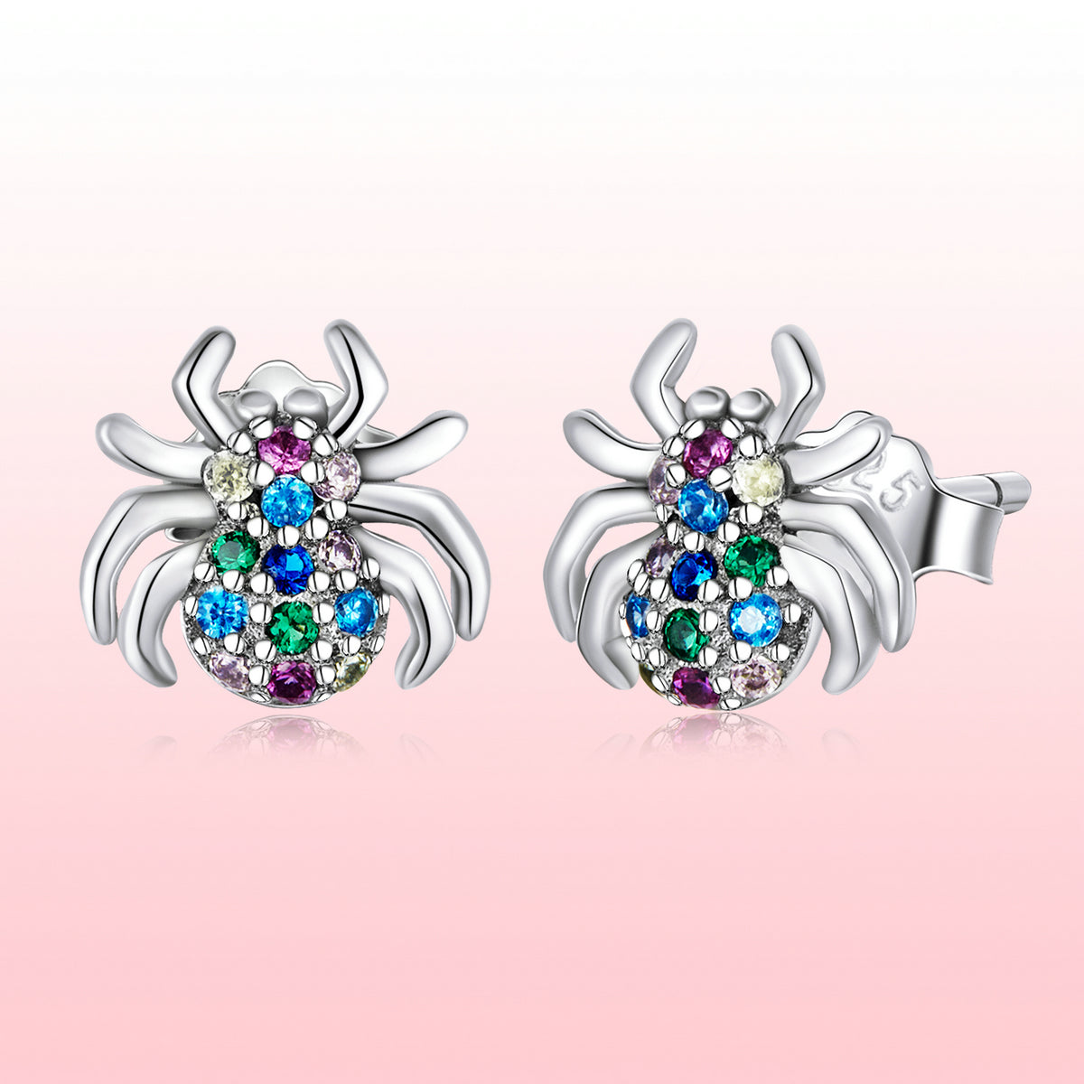 925 Sterling Silver Earrings with Pavé Setting CZ, Oxidized Silver, 0.7*0.8 cm for Women