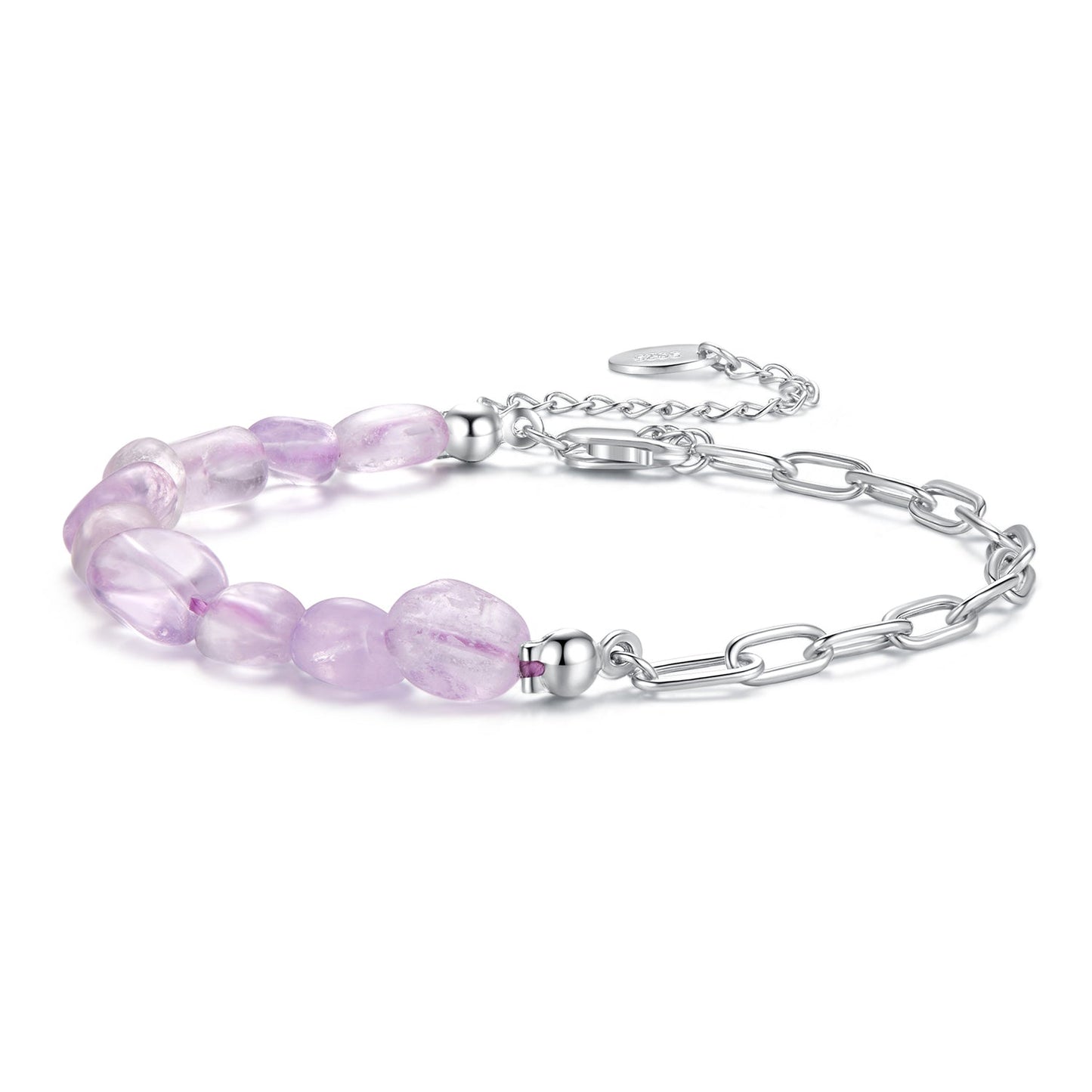 925 Sterling Silver & White Gold Plated Crystal Bracelet 16+5cm for Women
