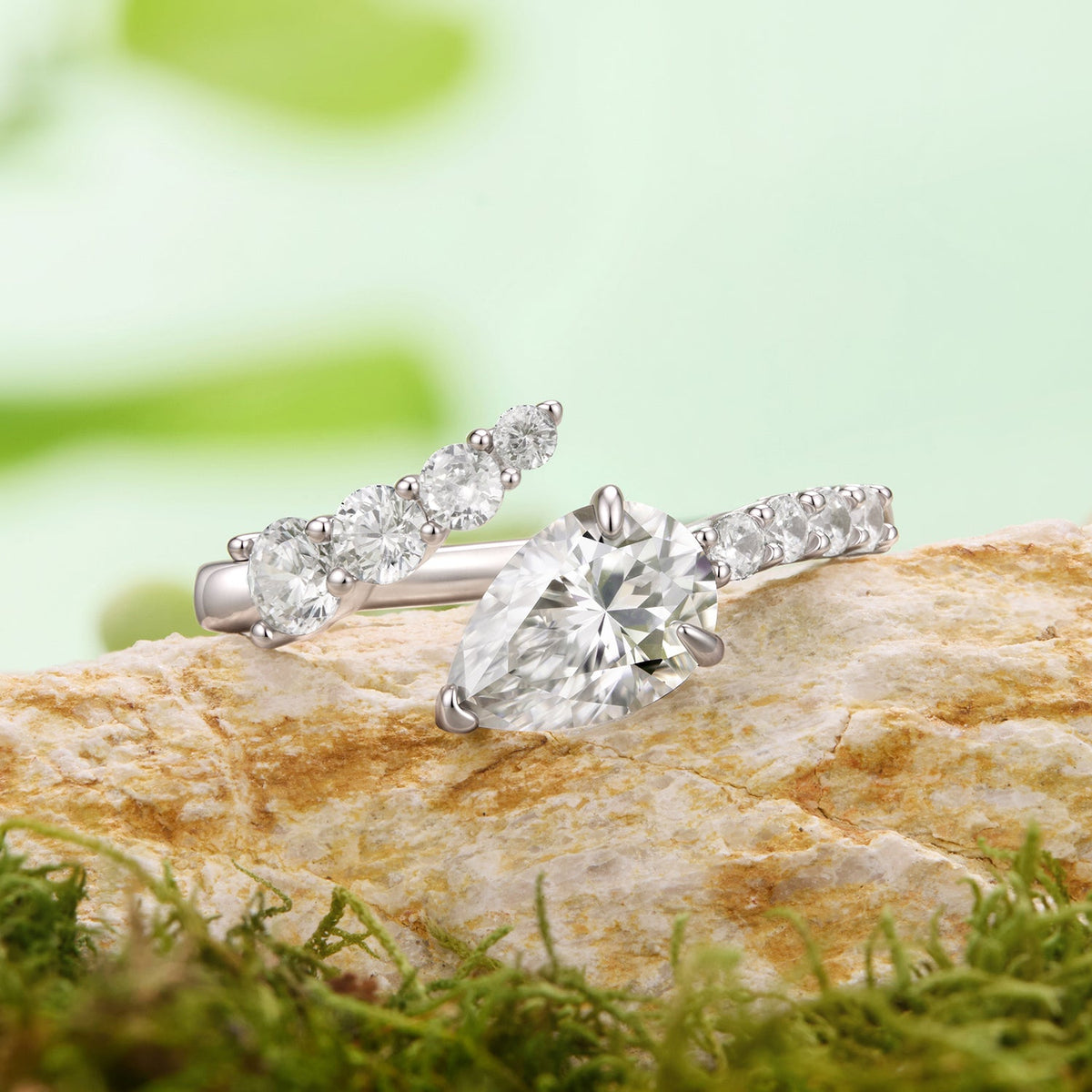 925 Sterling Silver White Gold Plated 1.5ct Moissanite Size E Ring for Women
