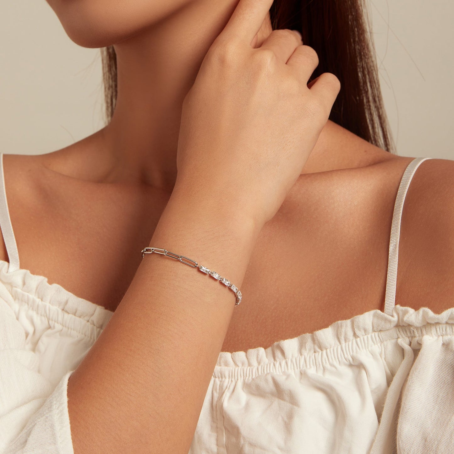 925 Sterling Silver Pavé Setting CZ Bracelet with Platinum Plating, Adjustable 14.5+3cm, for Women