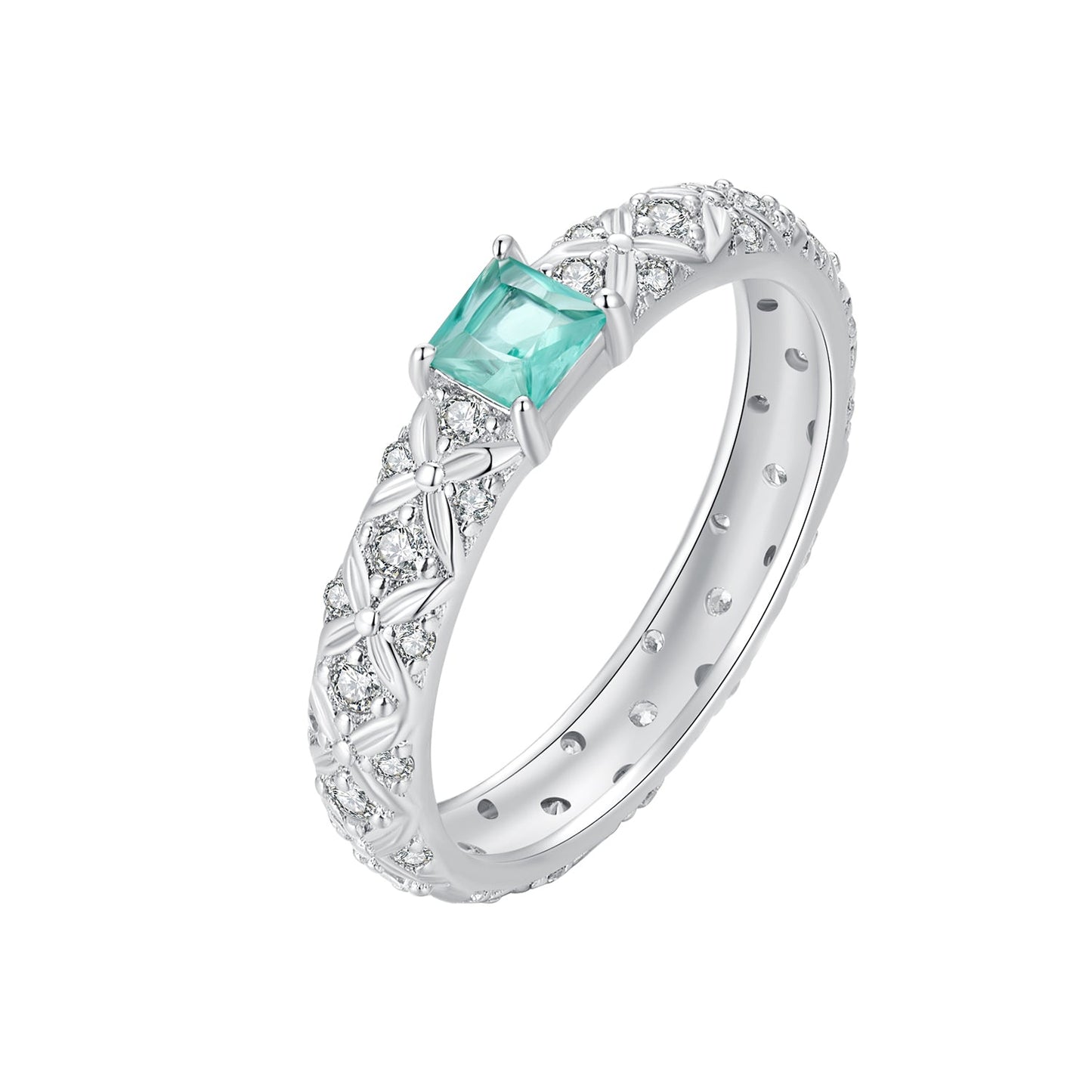 925 Sterling Silver Pavé Set CZ Ring in Size 6 for Women