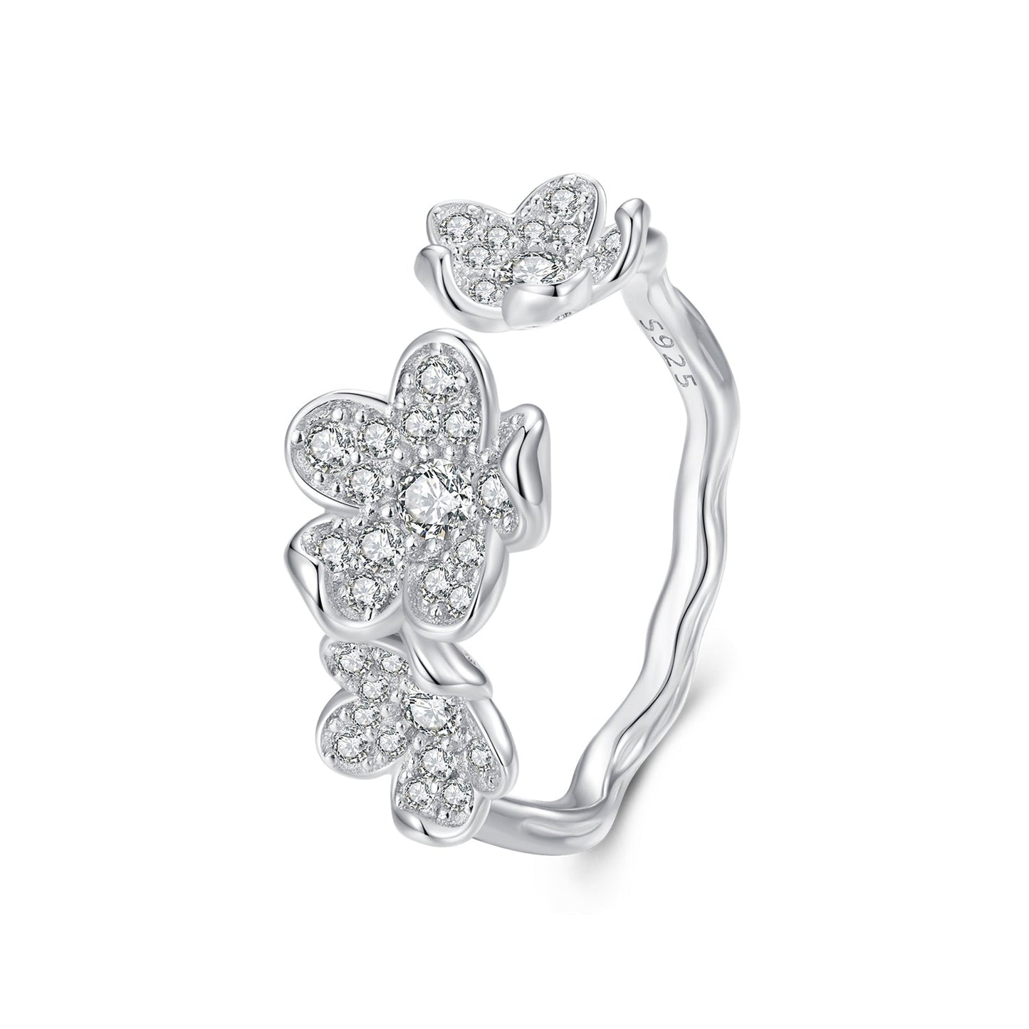 S925 Sterling Silver Pavé Setting CZ Ring for Women