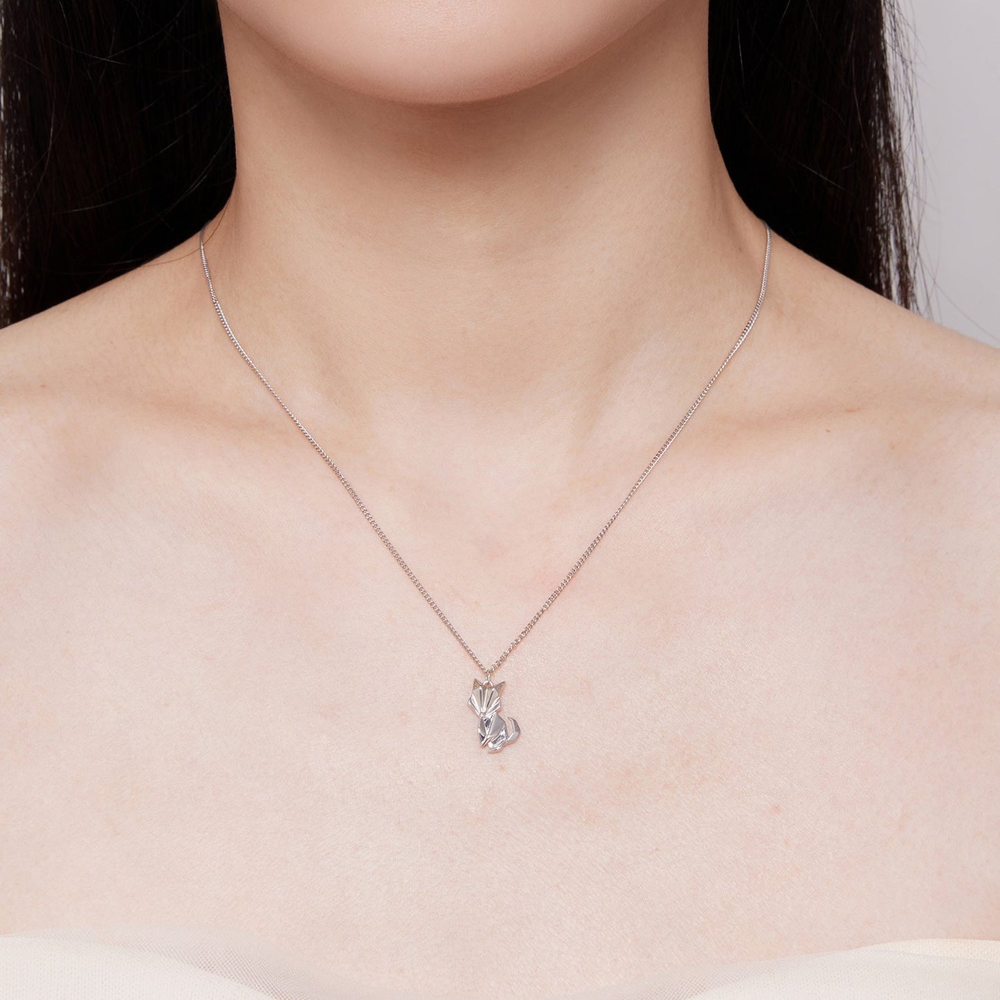 925 Sterling Silver 16mm x 10mm Platinum Plated Necklace for Unisex