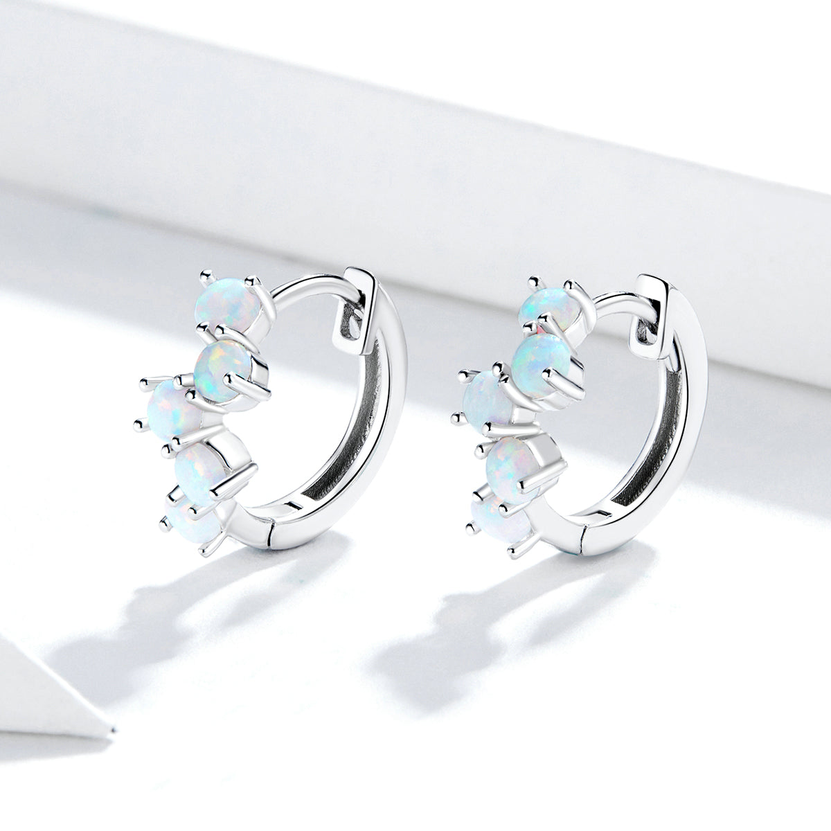 925 Sterling Silver Earrings with Translucent Opal