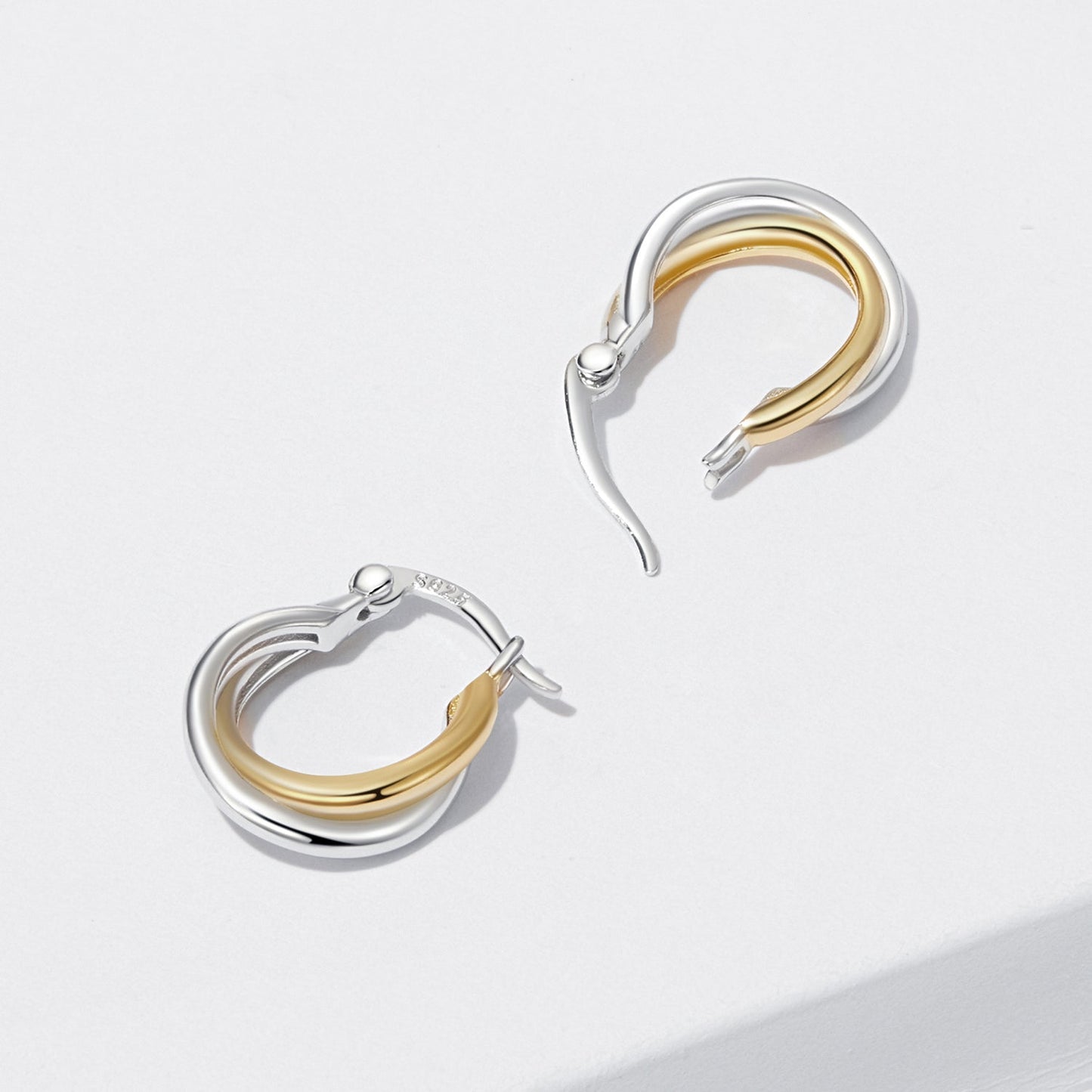 925 Sterling Silver Earrings with Platinum and Gold Plating for Women