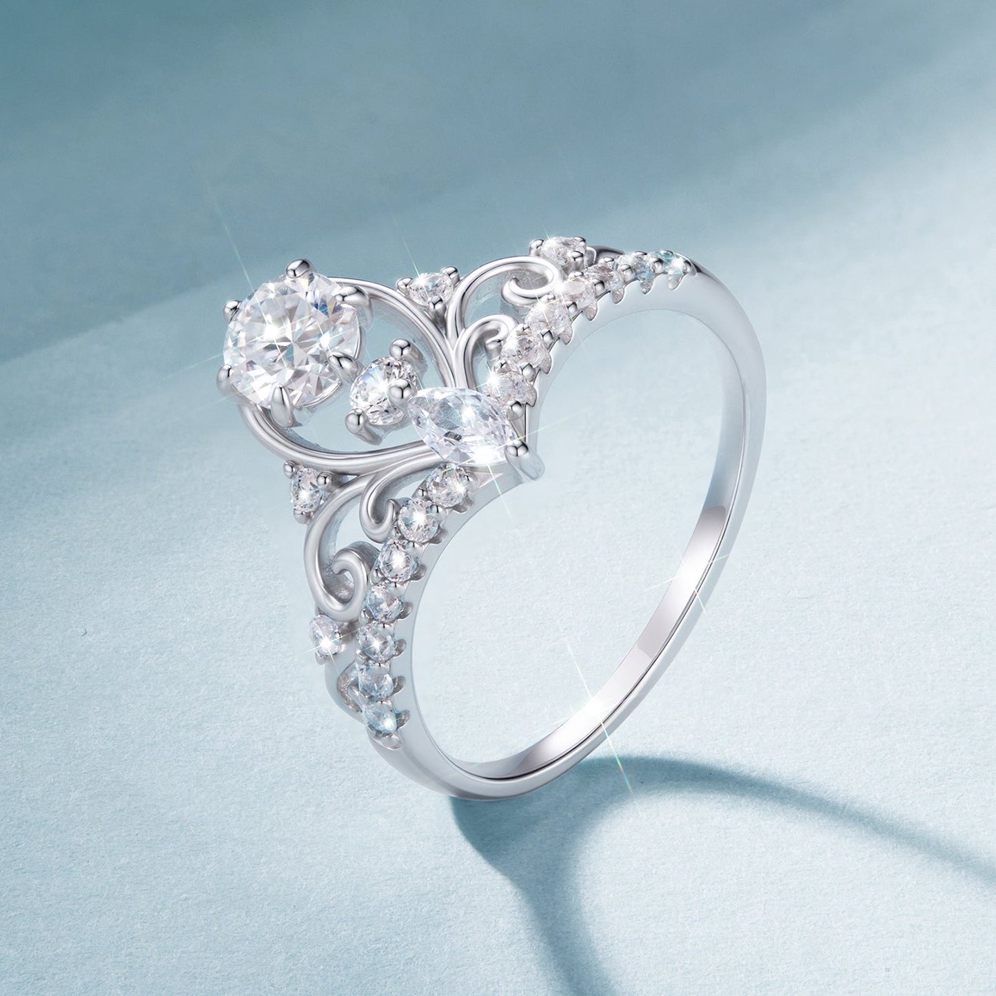925 Sterling Silver 0.5 Carat Moissanite Ring in Size 6 for Women