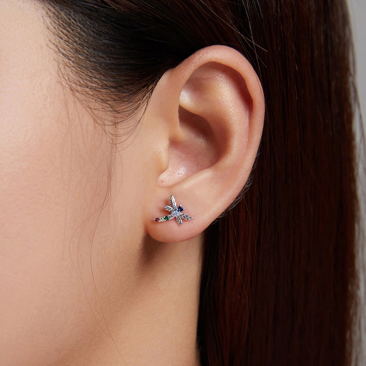 925 Sterling Silver Earrings with Pavé Setting CZ in Oxidized Silver