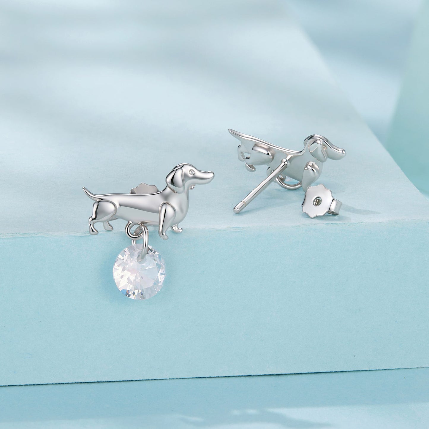 925 Sterling Silver White Gold Plated Pavé Setting CZ Earrings for Women