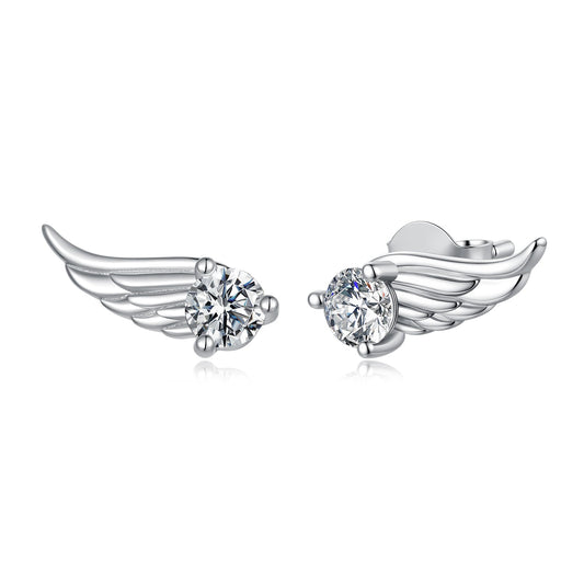 925 Sterling Silver White Gold Plated 0.3ct Moissanite 0.5x1.3cm Earrings for Women