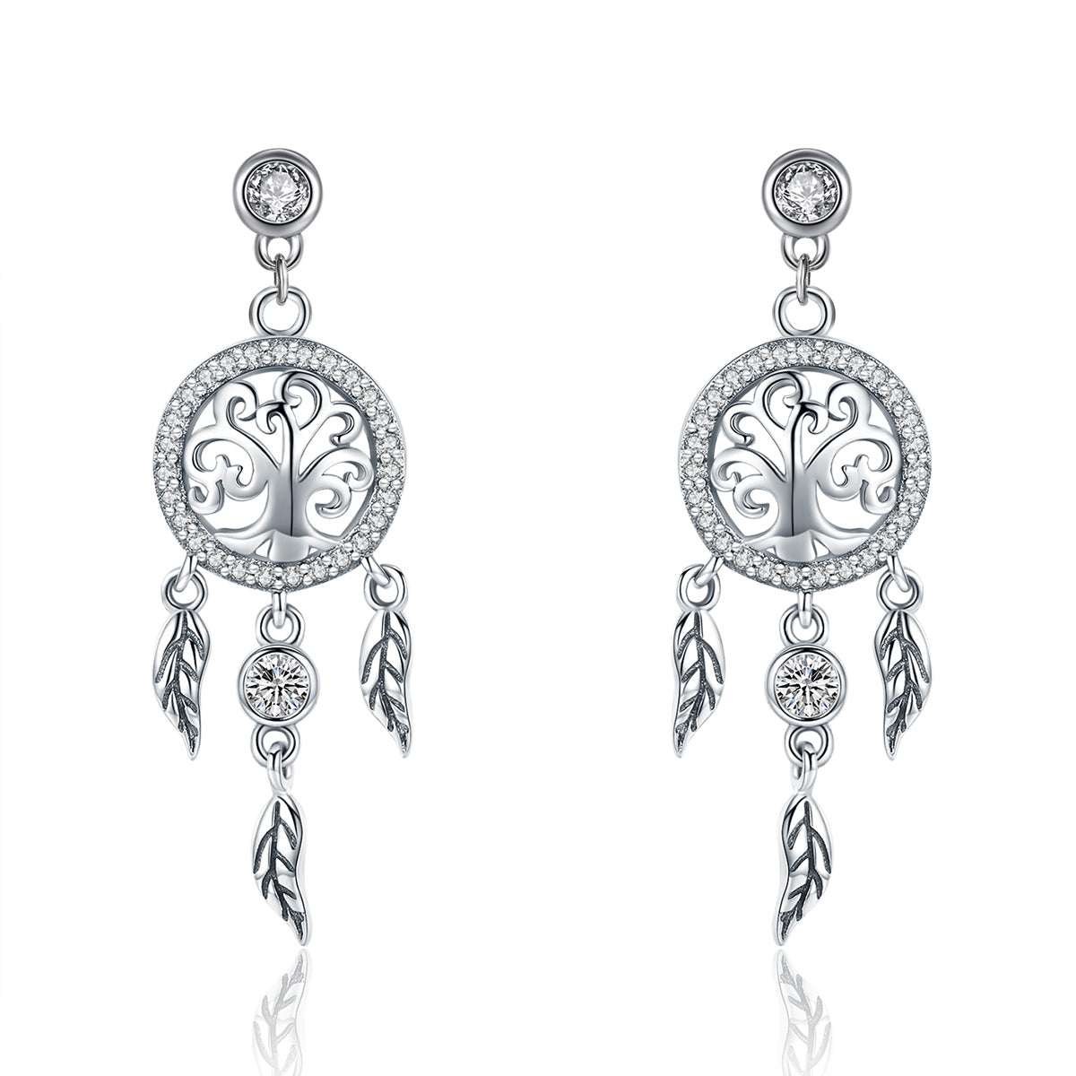 925 Sterling Silver Oxidized Pavé Setting CZ Earrings