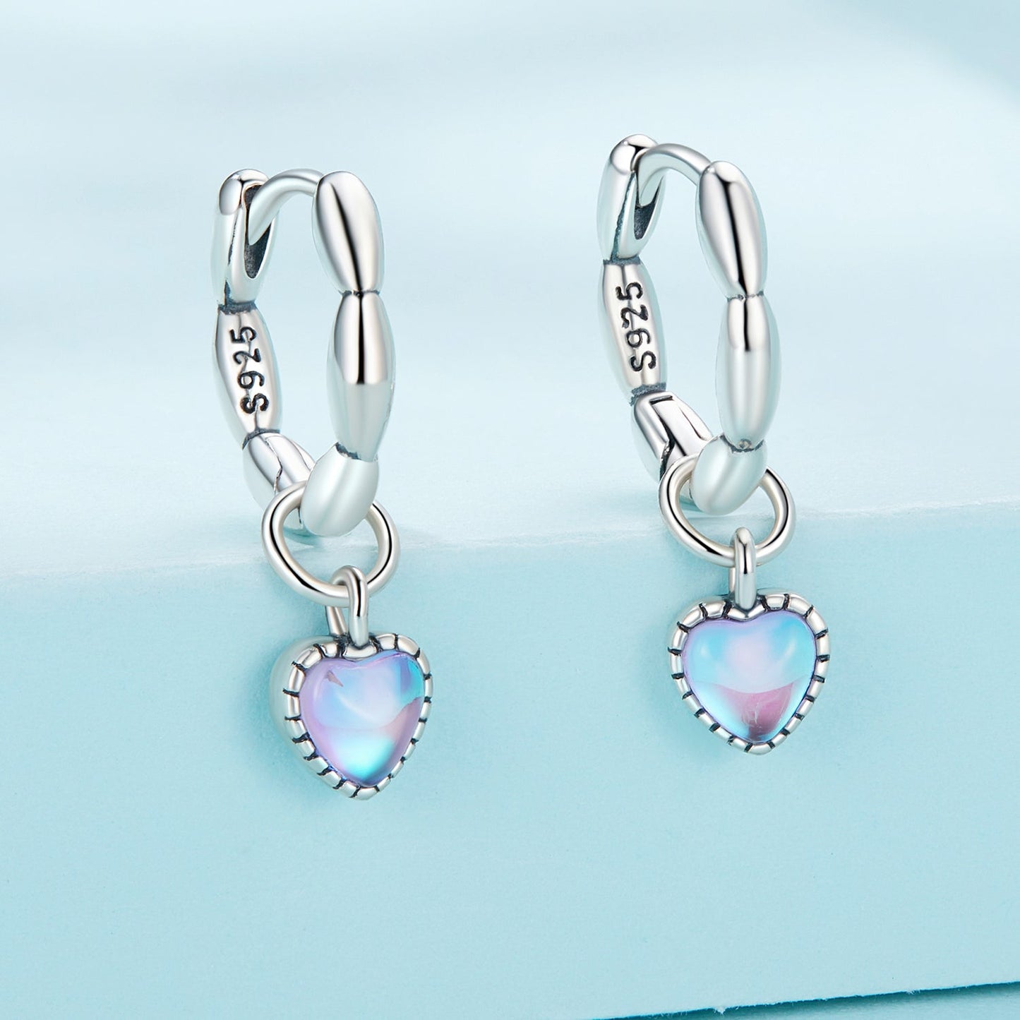 S925 Sterling Silver Earrings with Transparent Glass for Women