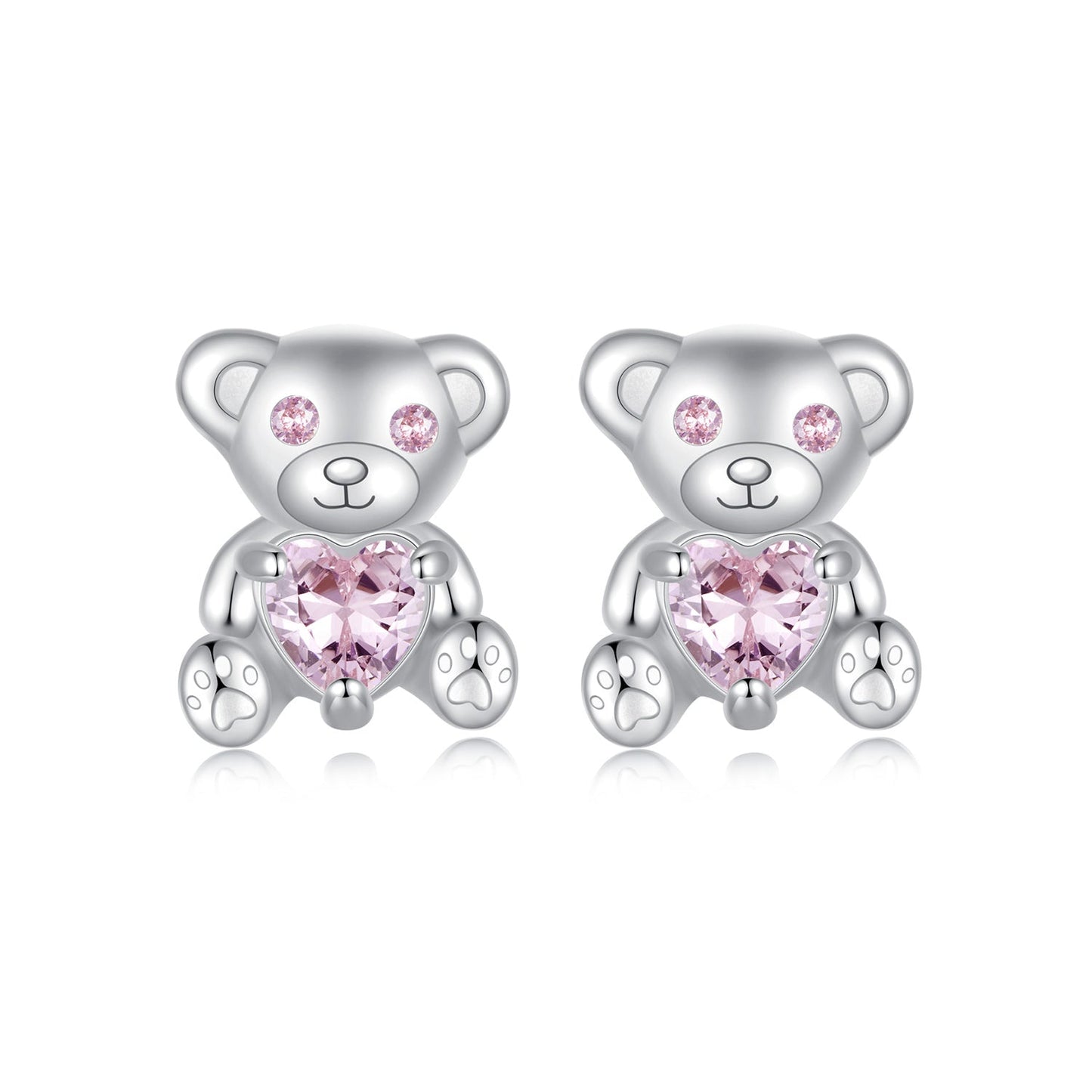 925 Sterling Silver Earrings with CZ in White Gold Plating