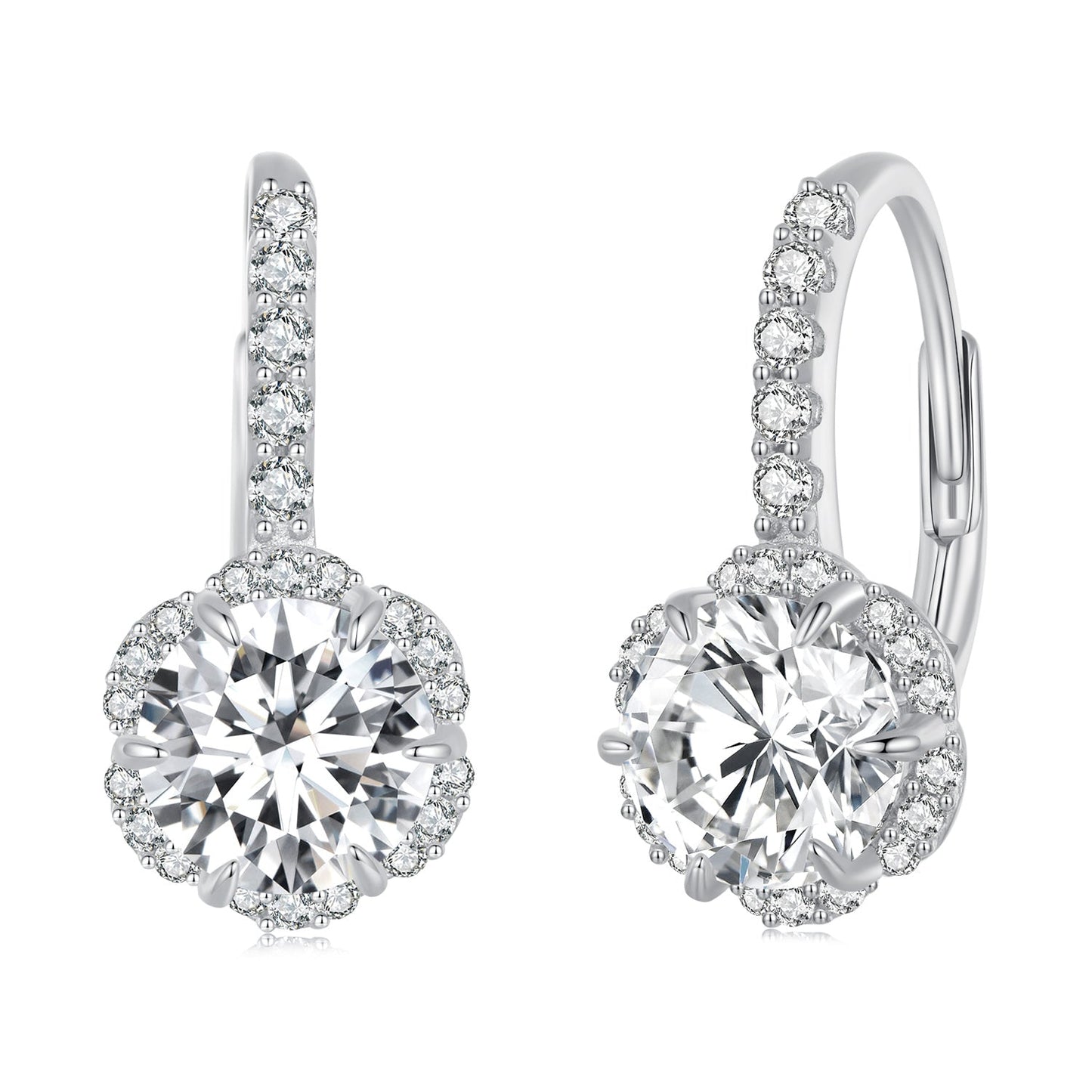 925 Sterling Silver Moissanite 6.5 Carat Earrings for Women