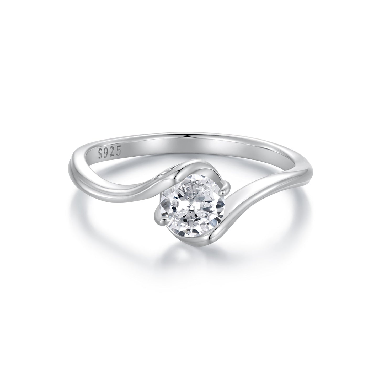 925 Sterling Silver 5mm Moissanite Ring for Women