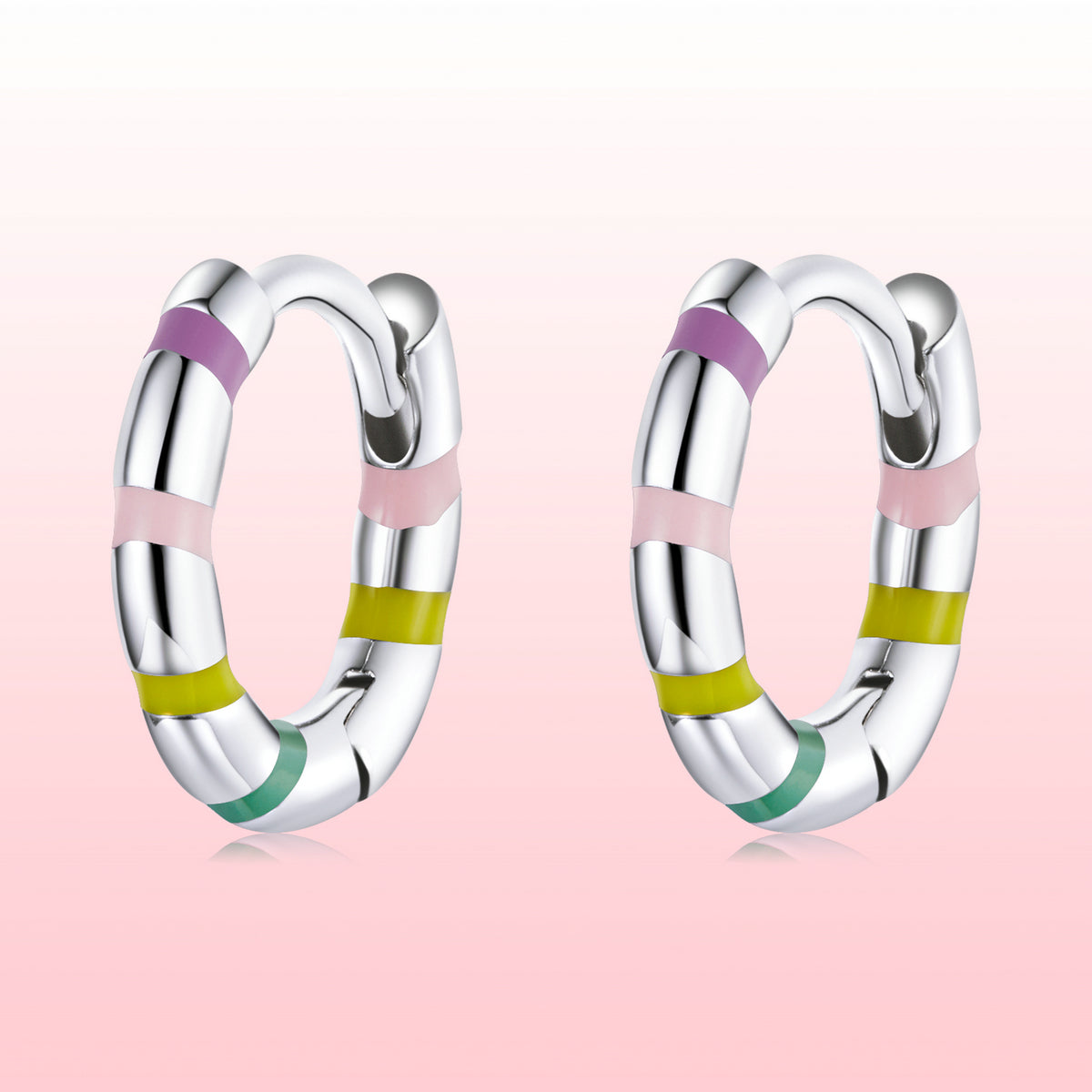 S925 Sterling Silver Enamel Platinum Plated Earrings for Women