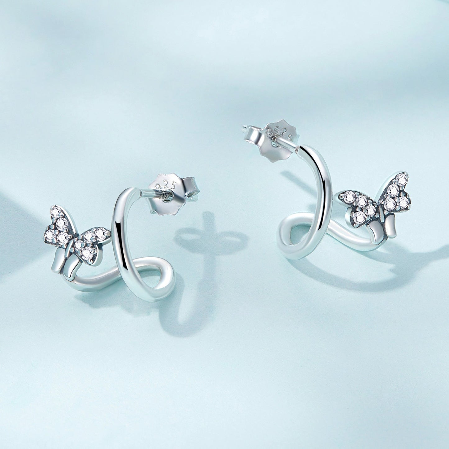 925 Sterling Silver Earrings with Pavé Setting CZ
