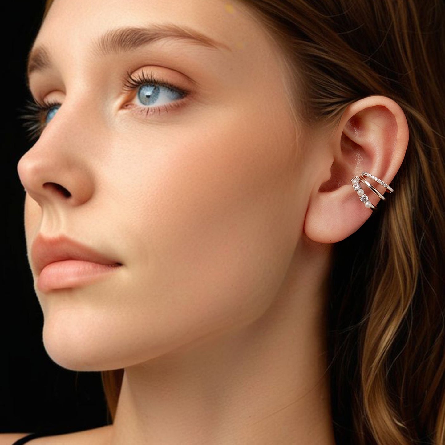 925 Sterling Silver Earrings with Moissanite and Freshwater Pearl for Women, 1.2*1.7cm, White Gold Plated
