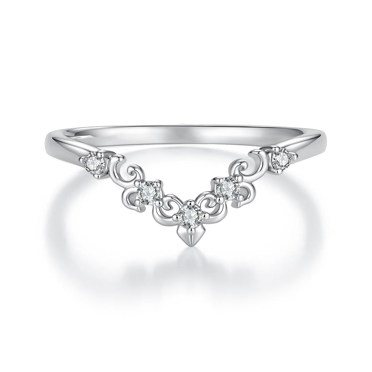 925 Sterling Silver White Gold Plated Moissanite Size 6 Ring for Women