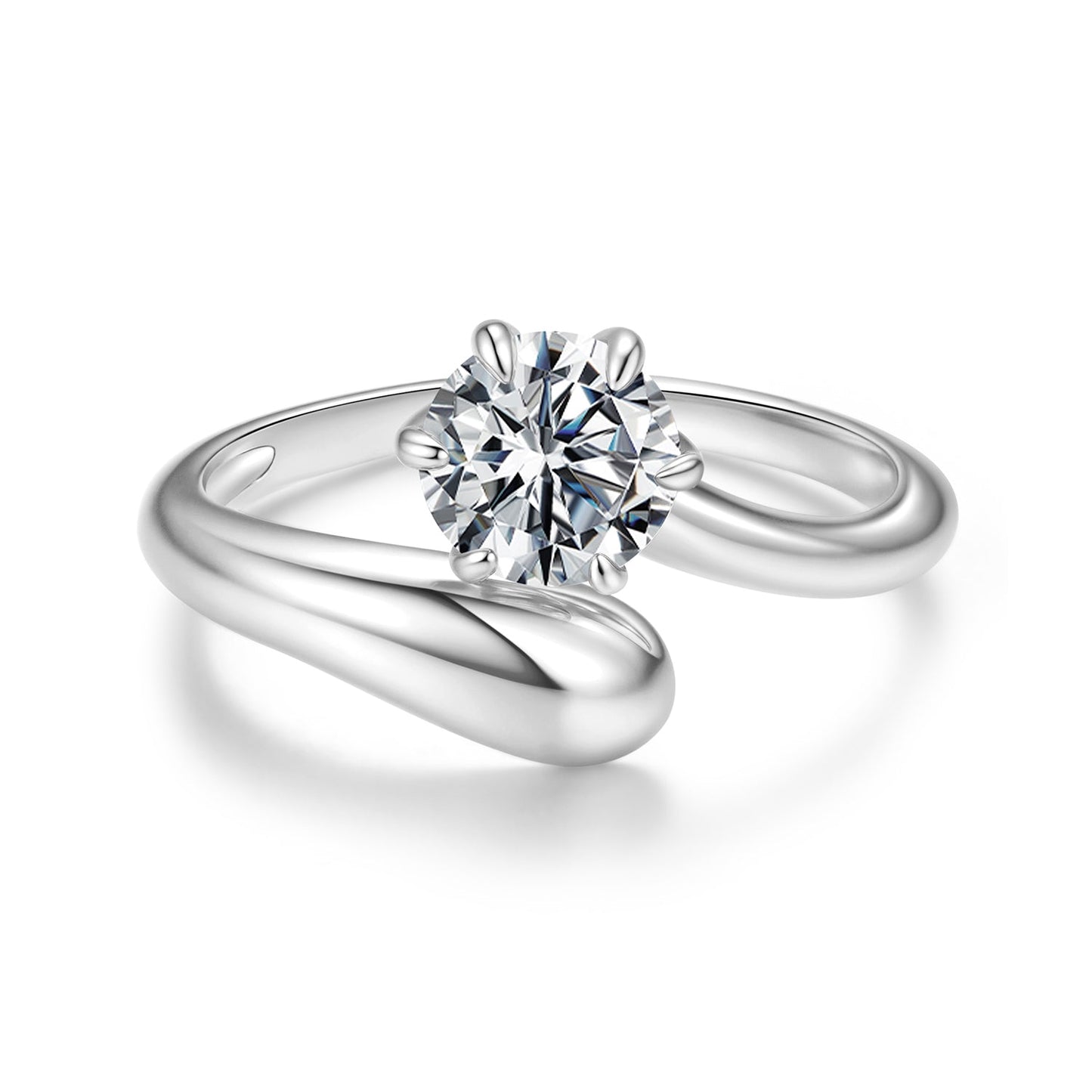 925 Sterling Silver 1 Carat Moissanite Ring for Women