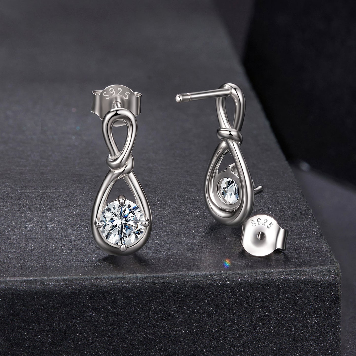 925 Sterling Silver 0.5 Carat Moissanite Earrings for Women