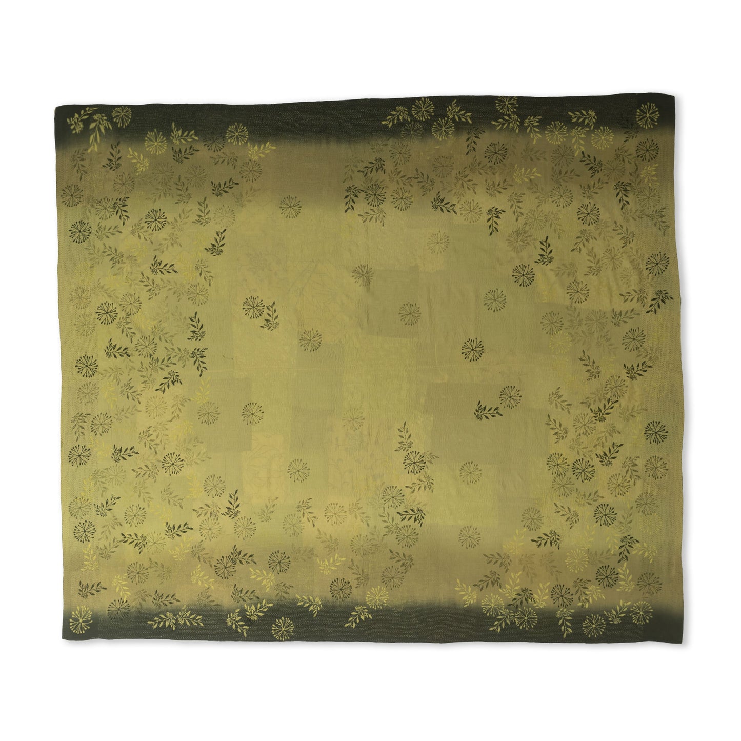 Ombre Patch Vintage Cotton Kantha Table Cover - Green