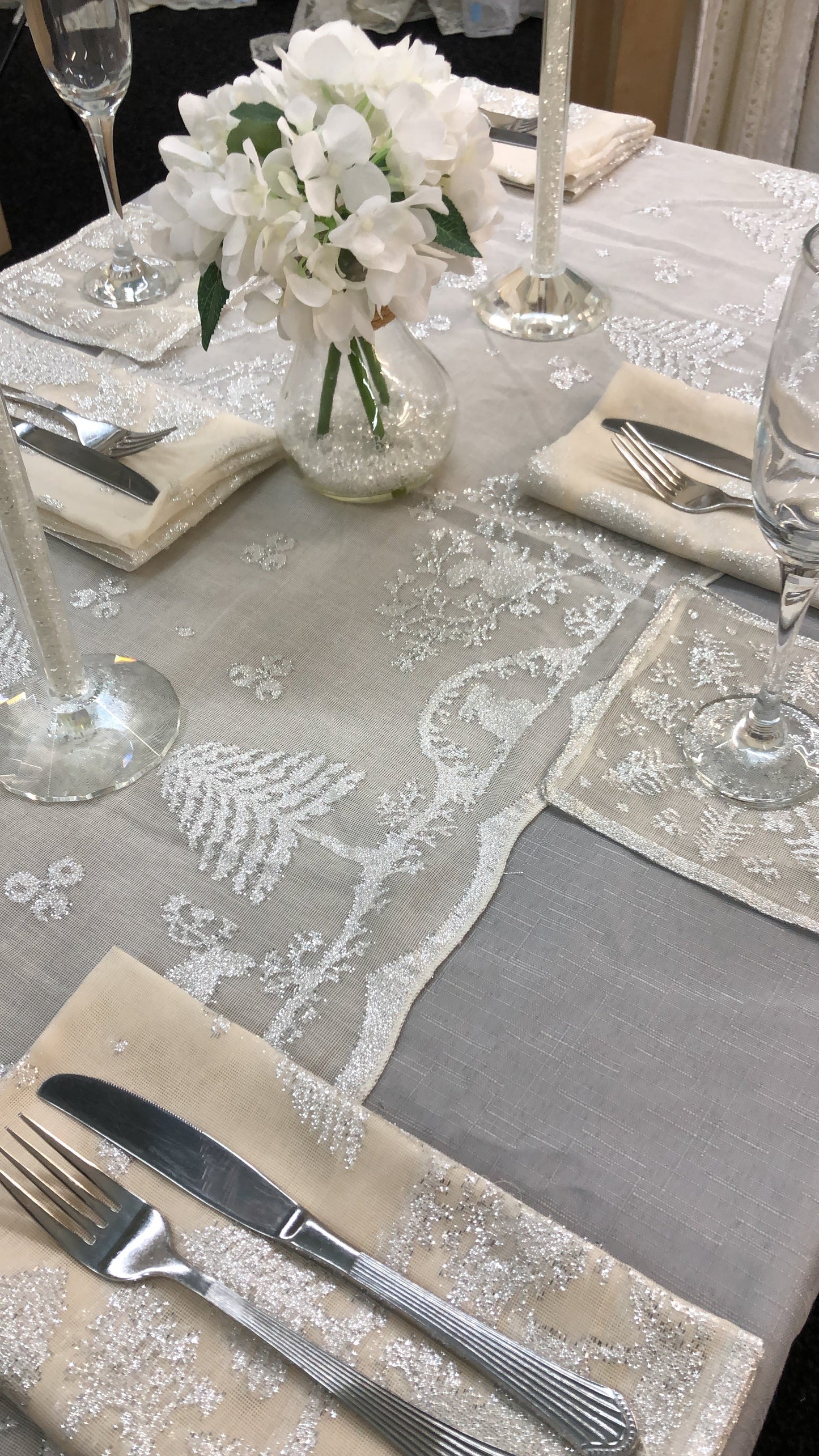 Prince of Scots Scottish Leno Gauze Cocktail Napkins ~ Silver Lurex ~