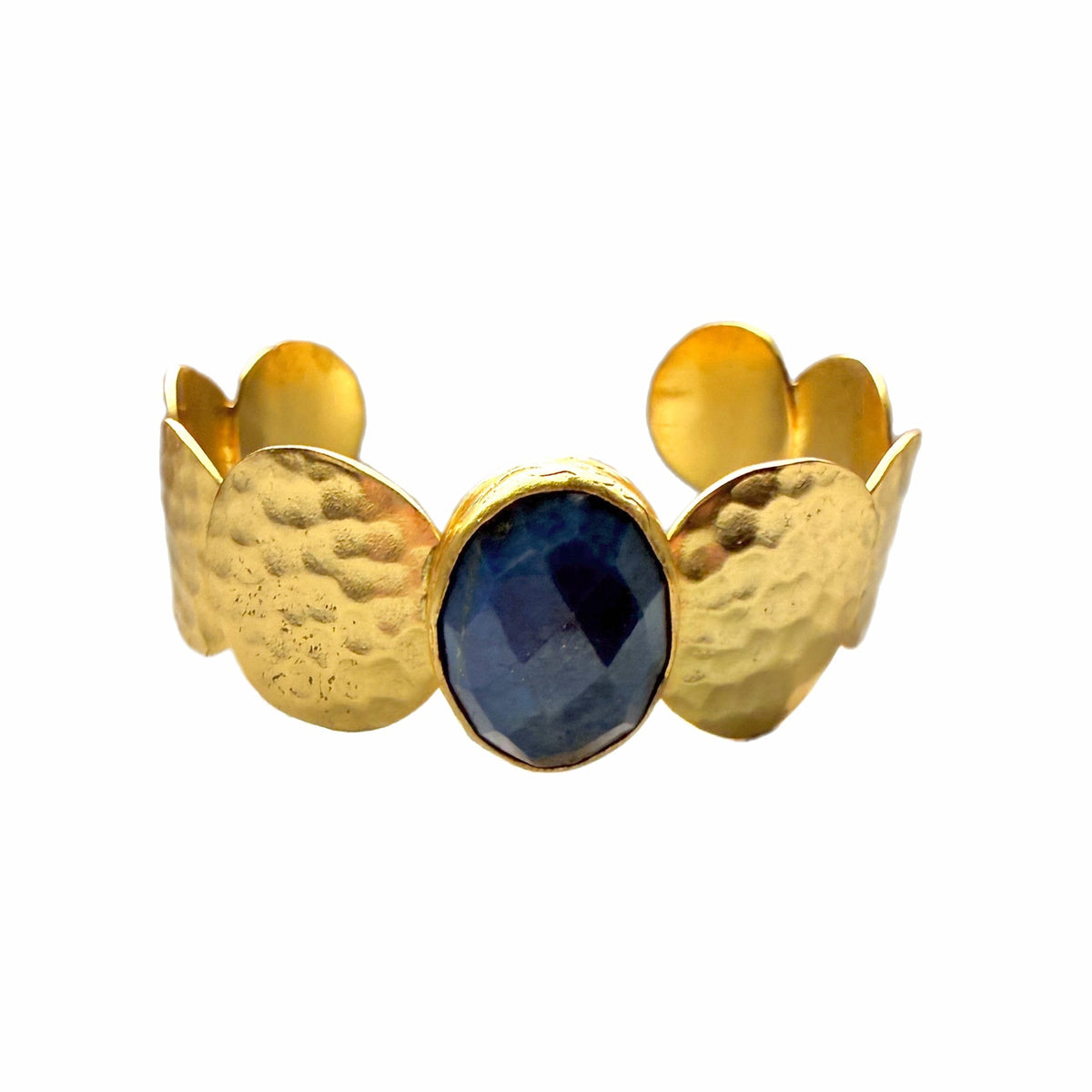 Deniz Lapiz and Gold Disc Cuff Bangle