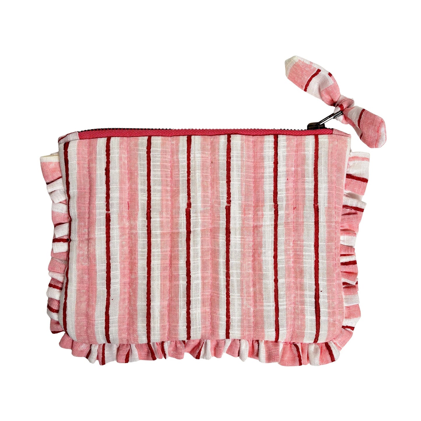 Quilted Cotton Travel Pouch with Frill Organizer