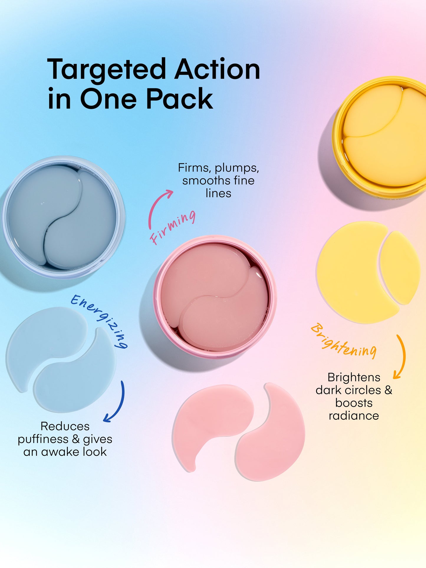 Terez & Honor Eye Patches Gift Set - 3-Pack (x 60 Pcs) Korean Hydrogel Eye Masks with Caffeine, Collagen & Vitamin C - For Puffy Eyes, Dark Circles, Fine Lines, Wrinkles & Bags, Travel Case Included