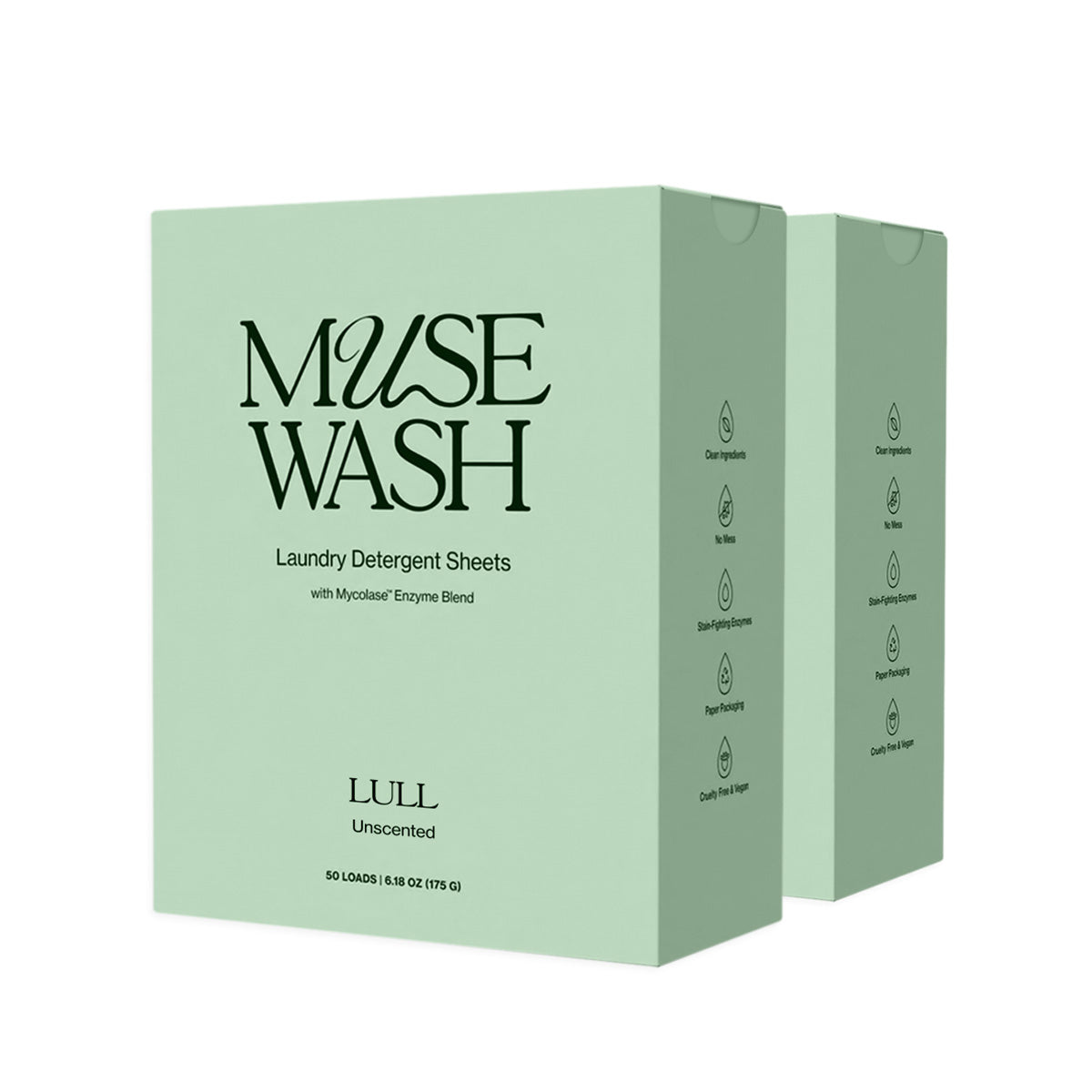 MUSEWASH Laundry Detergent Sheets, LULL - unscented (100 Loads, 2 Boxes)