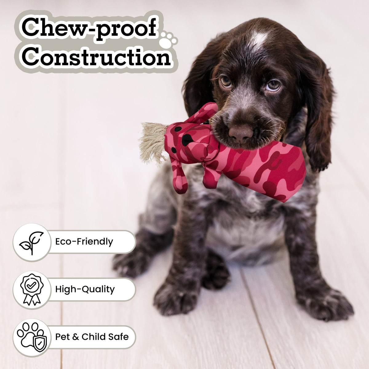 Squeaky Dog and Cat Chew Toy Cotton Canvas - Pinky