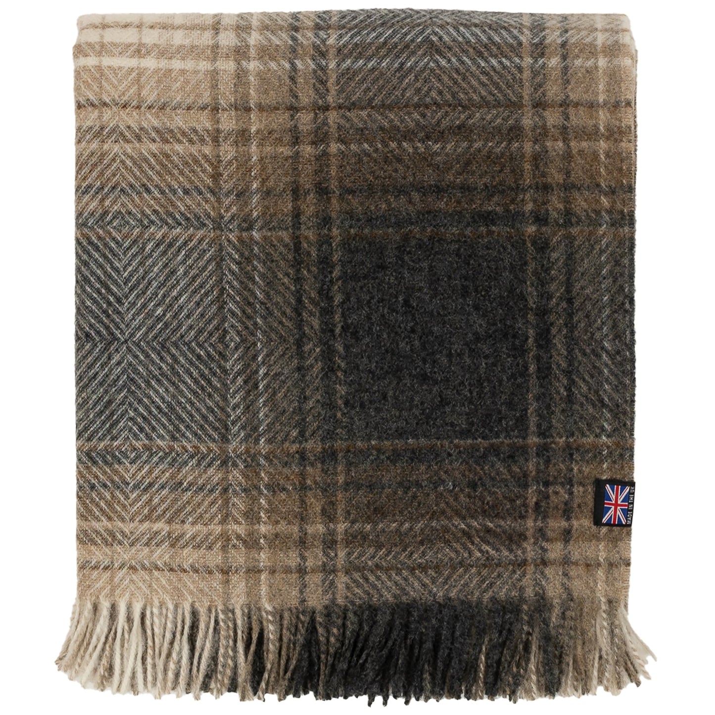 Prince of Scots Highland Tweeds Shetland Lambswool Ombre Throw – Natural