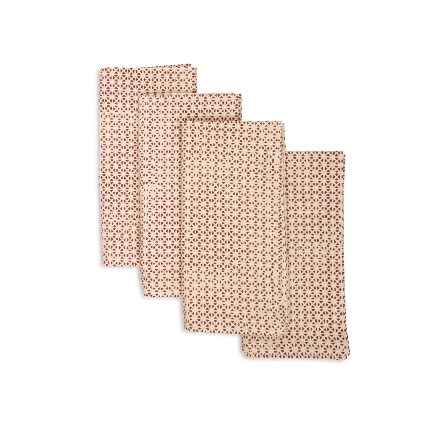 VERTEX Hand Block Printed Napkins - Set of 4. Cotton - Fair Trade - Artisan Made