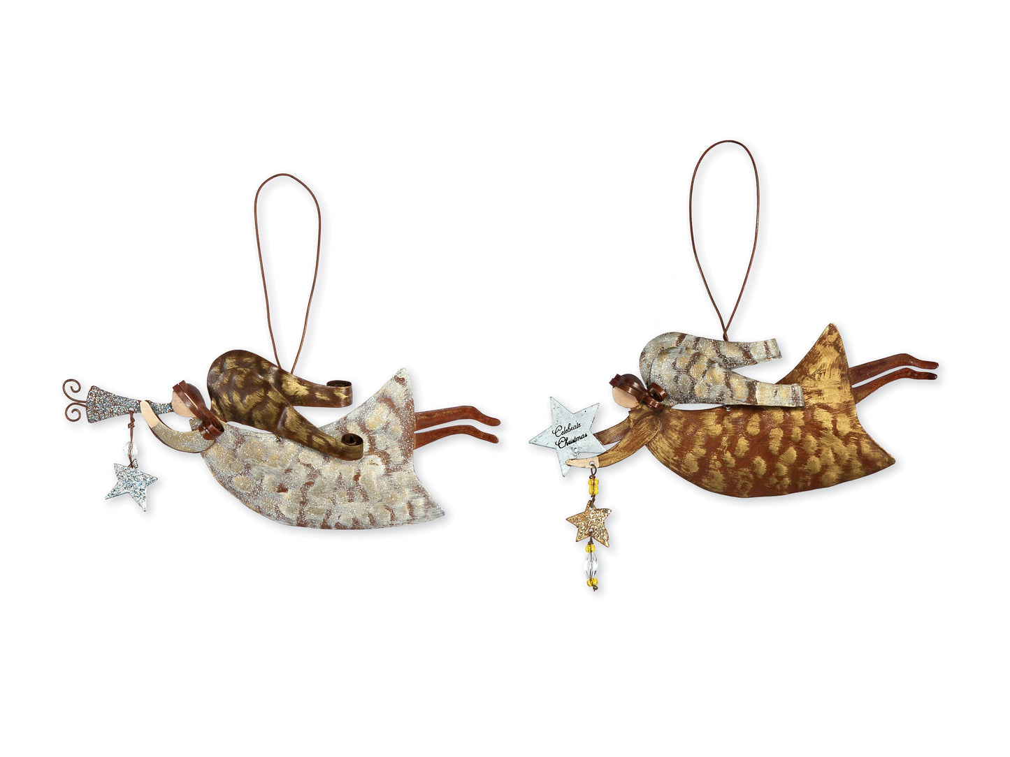 Heavenly Flight Rustic Angel Ornaments - Set of 4