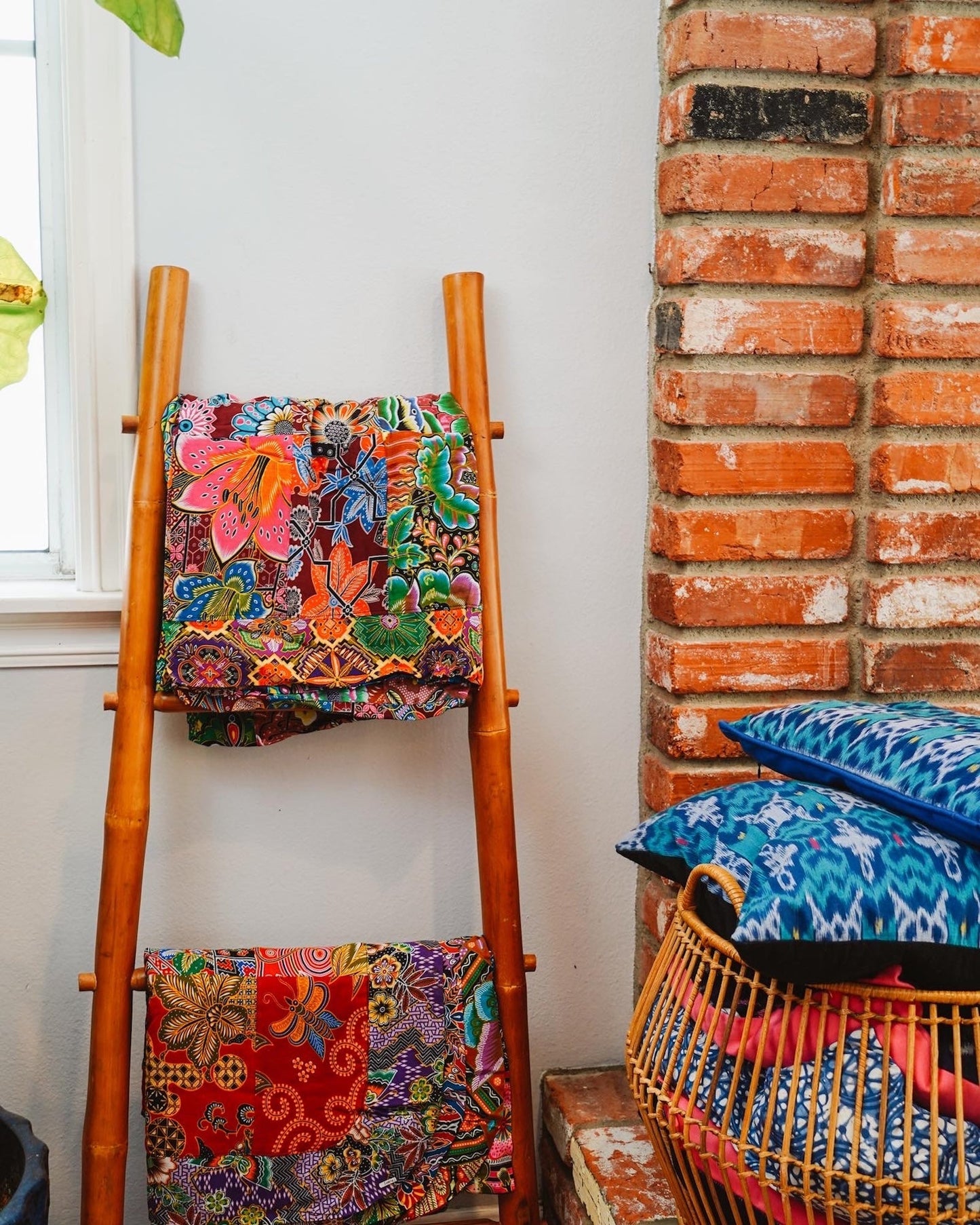 Handmade Reversible Printed Batik Quilt Blanket Throw, Quilt Patchwork, Upcycled, size 55 x 87 inches