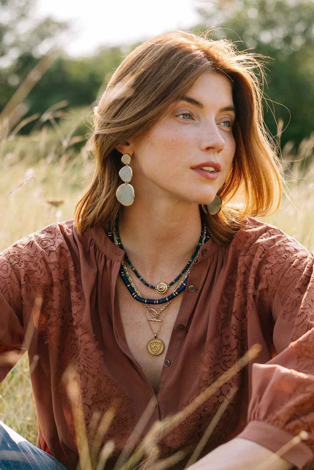 Casted Snail Agate Necklace