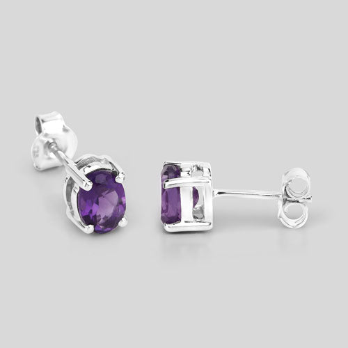 1.60 Carat Genuine Amethyst .925 Sterling Silver Earrings