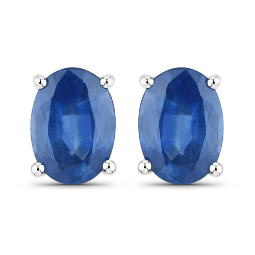 1.90 Carat Genuine Blue Sapphire 14K White Gold Earrings