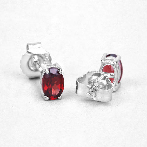1.70 Carat Genuine Garnet .925 Sterling Silver Earrings