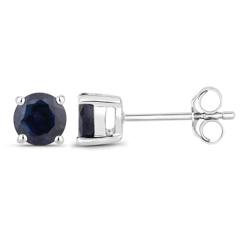 1.30 Carat Genuine Blue Sapphire 10K White Gold Earrings