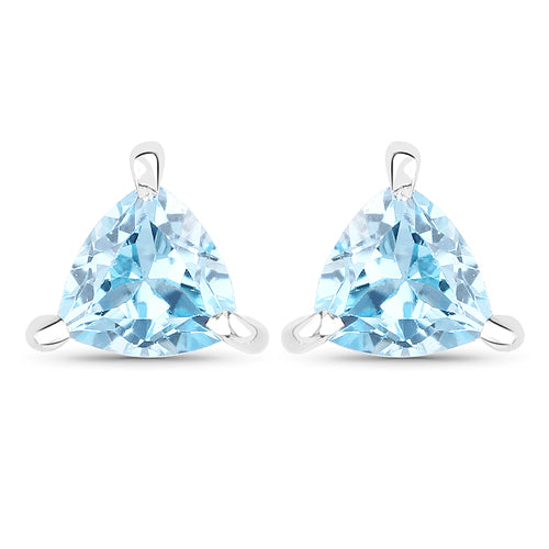 0.50 Carat Genuine Swiss Blue Topaz .925 Sterling Silver Earrings