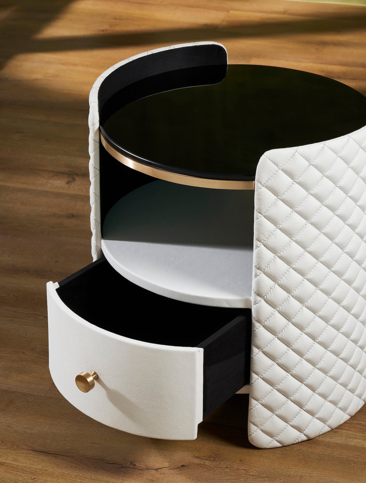 Harvard Round Leather Side Table