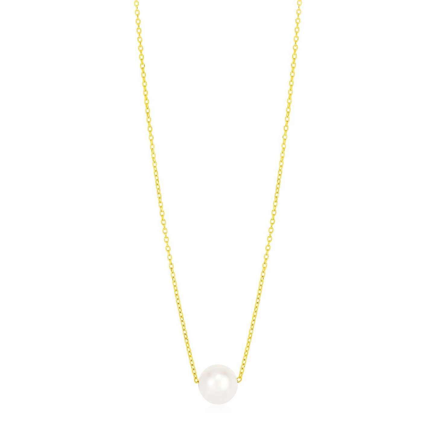 14k Yellow Gold Pearl Solitaire Necklace