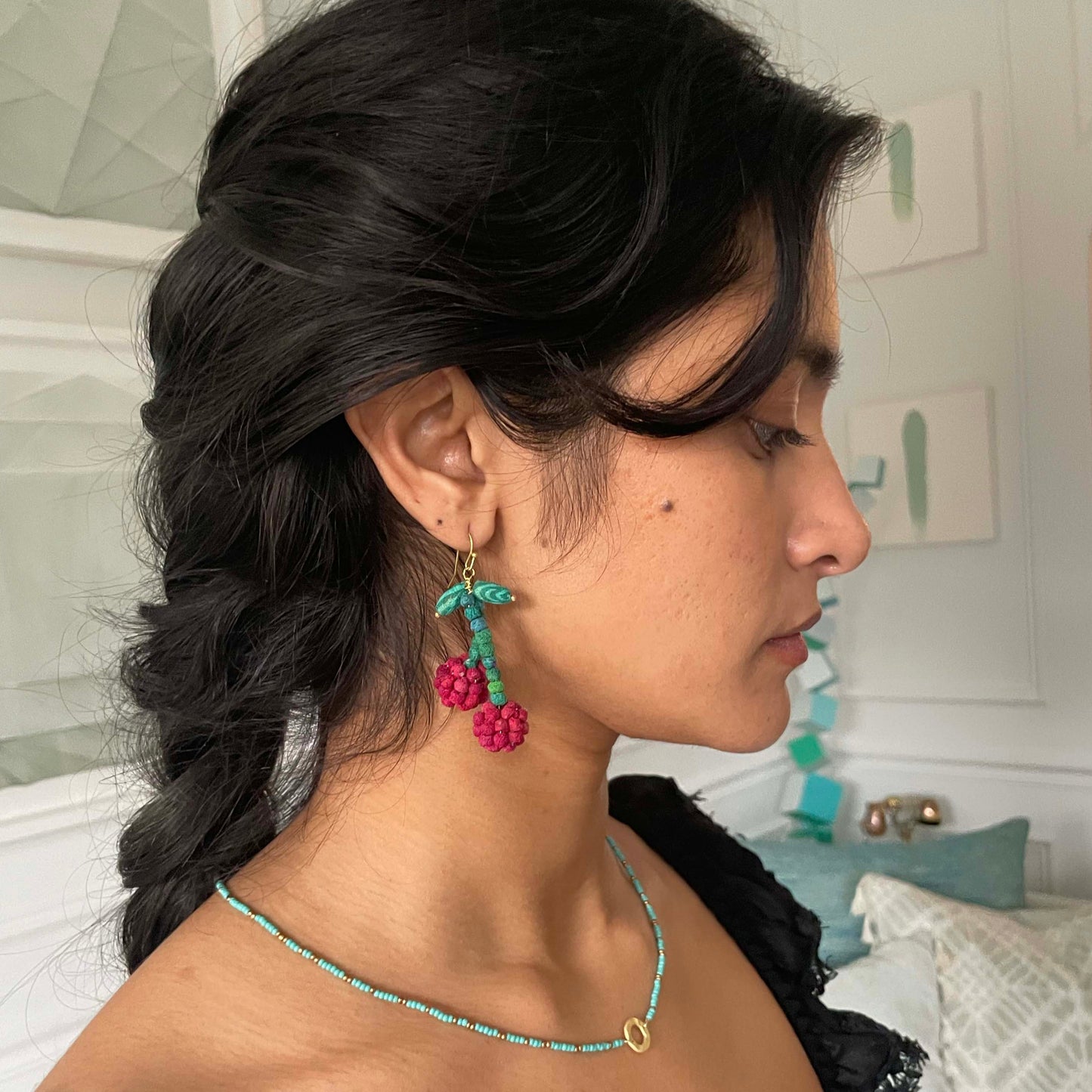 Kantha Cherry Earrings