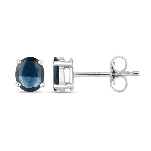 0.68 Carat Genuine Blue Sapphire 10K White Gold Earrings