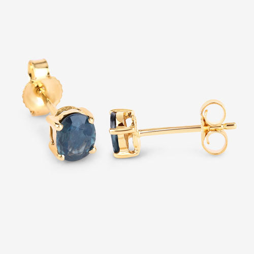 0.68 Carat Genuine Blue Sapphire 10K Yellow Gold Earrings
