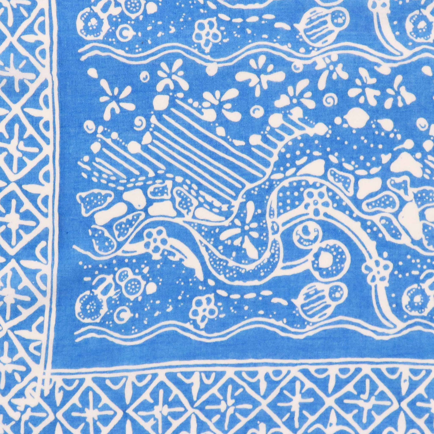 Large 39" Hand Dyed Batik Bandana - Tidal Flow