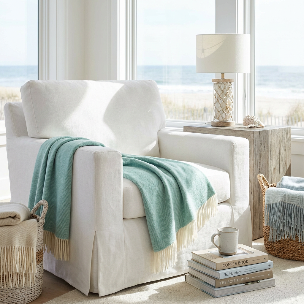 Southampton Home Merino Wool Herringbone Throw (Sea Glass) - Osadia Concept Store