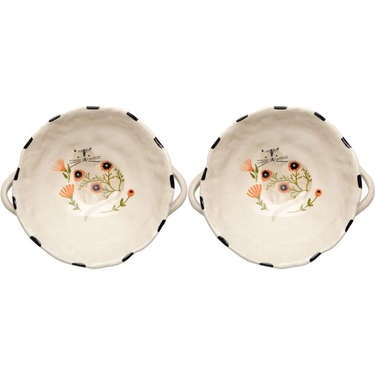 Set of 2 Footed Bowl Catbloom